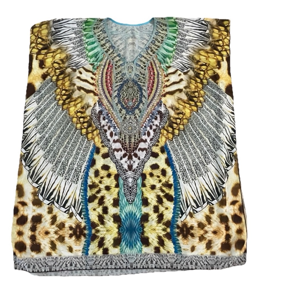 RHINESTONE Animal Print CAFTAN DRESS One-Size